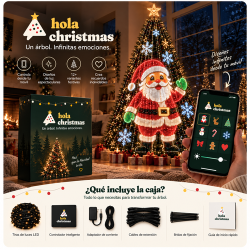 Cortina de luces para árbol de Navidad · 400 LED con app y mando